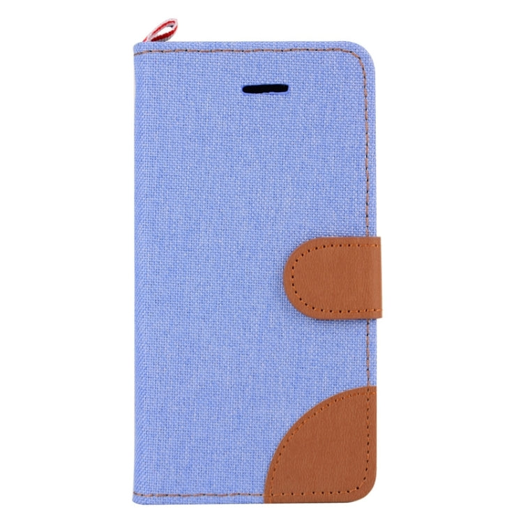 Denim Texture Horizontal Flip Leather Case with Holder & Card Slots for Galaxy J1 Ace / J110