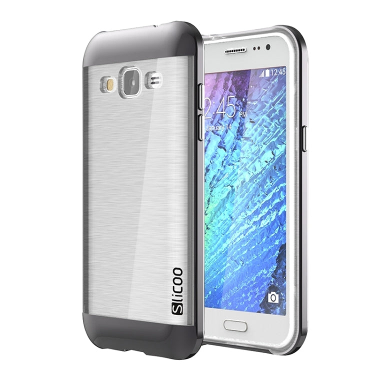 Slicoo Brushed Texture Electroplating Transparenct TPU + PC Combination Case for Galaxy J2 / J200