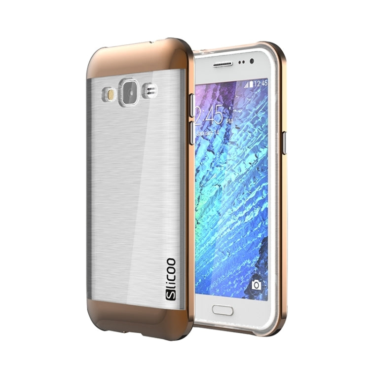 Slicoo Brushed Texture Electroplating Transparenct TPU + PC Combination Case for Galaxy J2 / J200