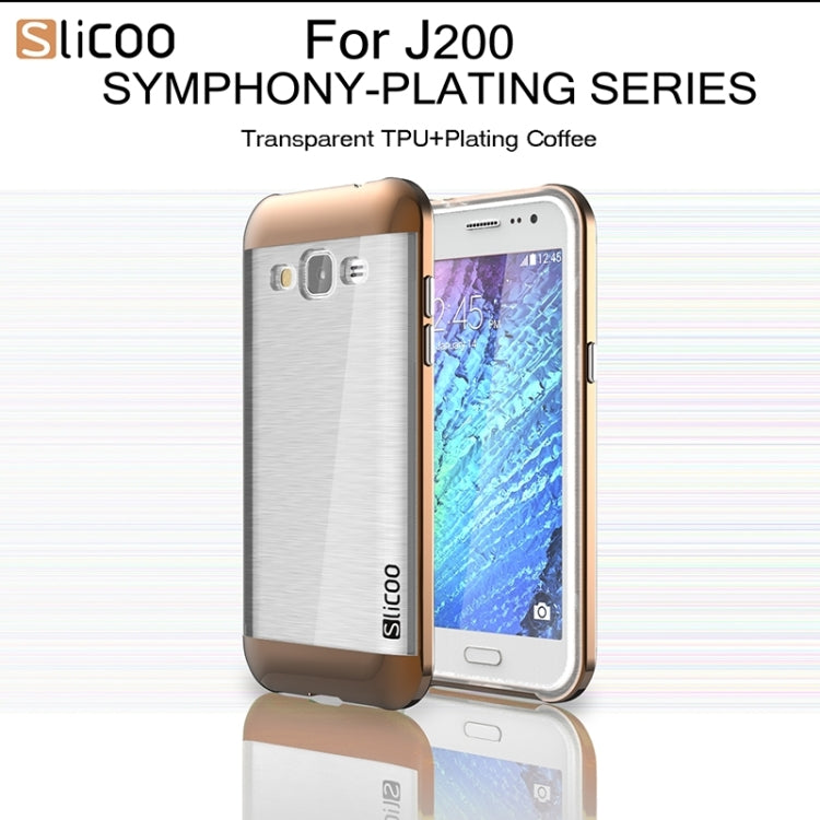 Slicoo Brushed Texture Electroplating Transparenct TPU + PC Combination Case for Galaxy J2 / J200