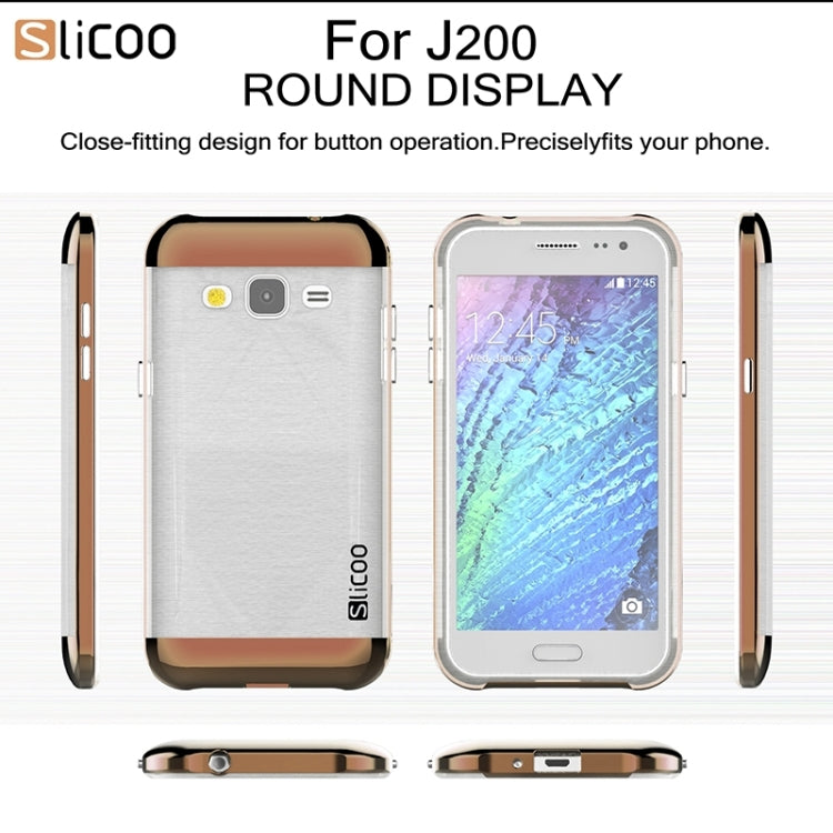 Slicoo Brushed Texture Electroplating Transparenct TPU + PC Combination Case for Galaxy J2 / J200