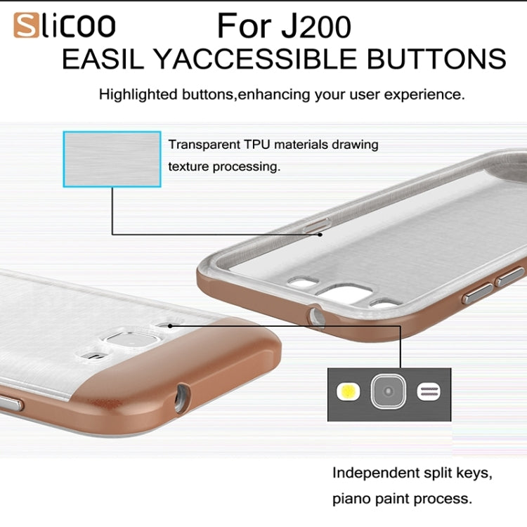 Slicoo Brushed Texture Electroplating Transparenct TPU + PC Combination Case for Galaxy J2 / J200