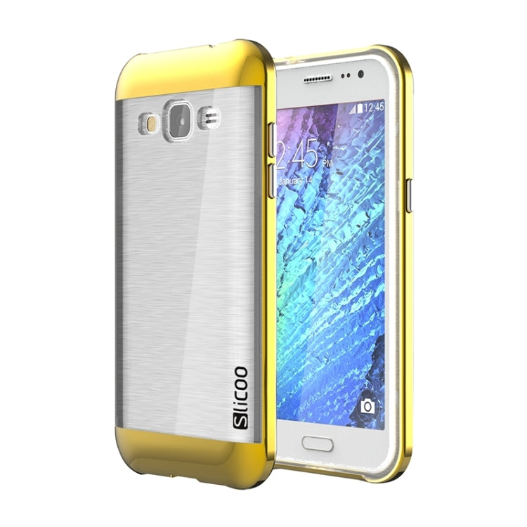 Slicoo Brushed Texture Electroplating Transparenct TPU + PC Combination Case for Galaxy J2 / J200