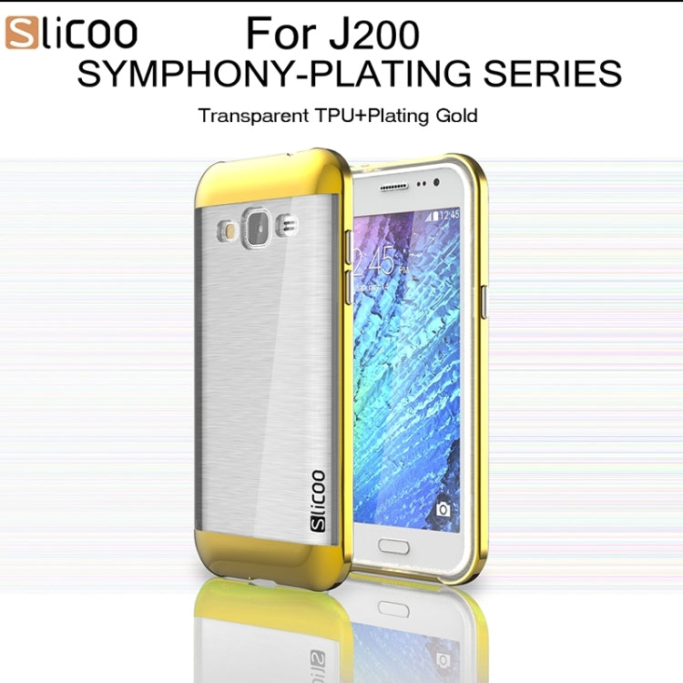 Slicoo Brushed Texture Electroplating Transparenct TPU + PC Combination Case for Galaxy J2 / J200