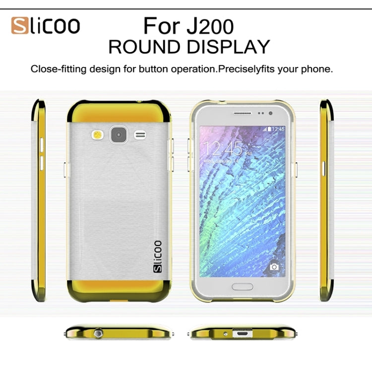 Slicoo Brushed Texture Electroplating Transparenct TPU + PC Combination Case for Galaxy J2 / J200