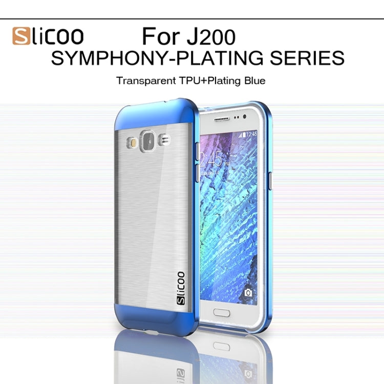 Slicoo Brushed Texture Electroplating Transparenct TPU + PC Combination Case for Galaxy J2 / J200