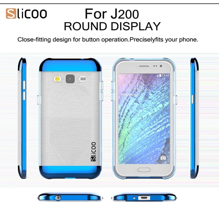 Slicoo Brushed Texture Electroplating Transparenct TPU + PC Combination Case for Galaxy J2 / J200