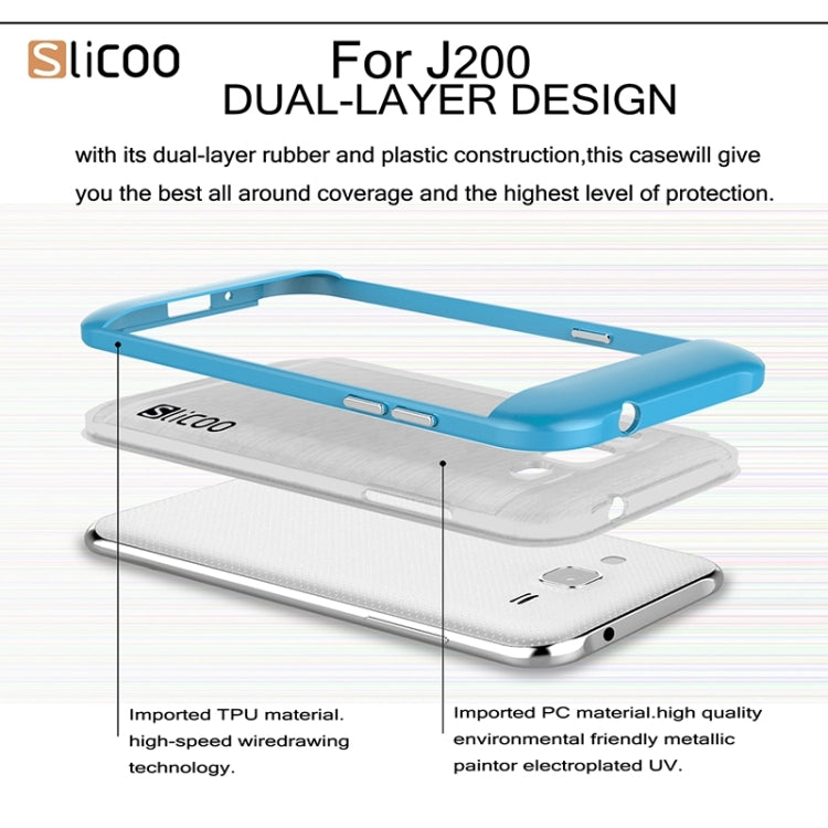 Slicoo Brushed Texture Electroplating Transparenct TPU + PC Combination Case for Galaxy J2 / J200