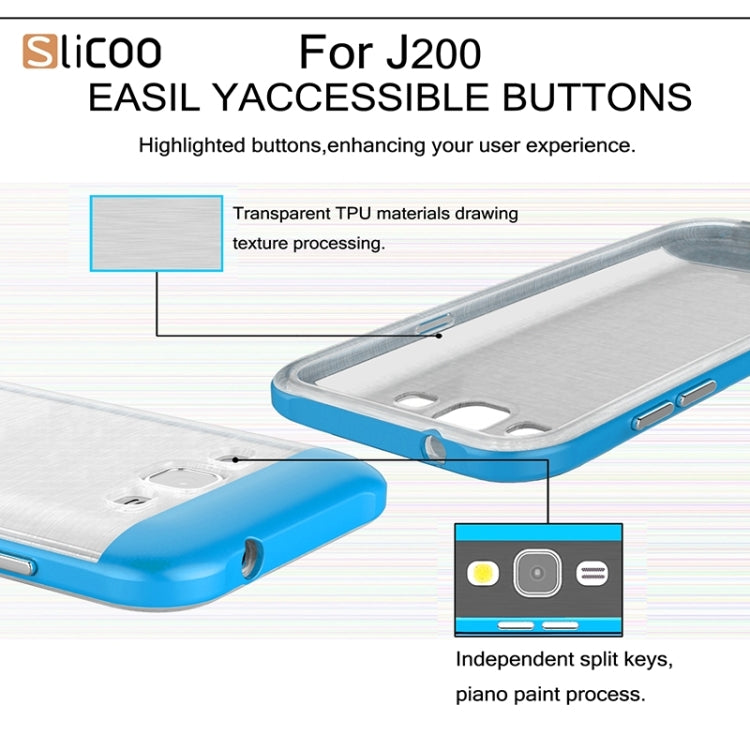 Slicoo Brushed Texture Electroplating Transparenct TPU + PC Combination Case for Galaxy J2 / J200