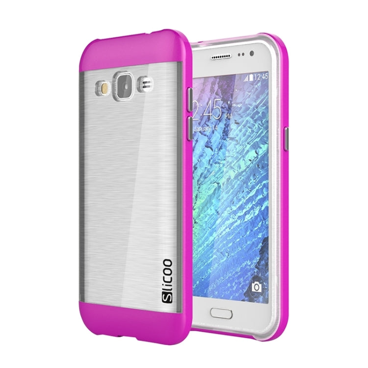 Slicoo Brushed Texture Electroplating Transparenct TPU + PC Combination Case for Galaxy J2 / J200