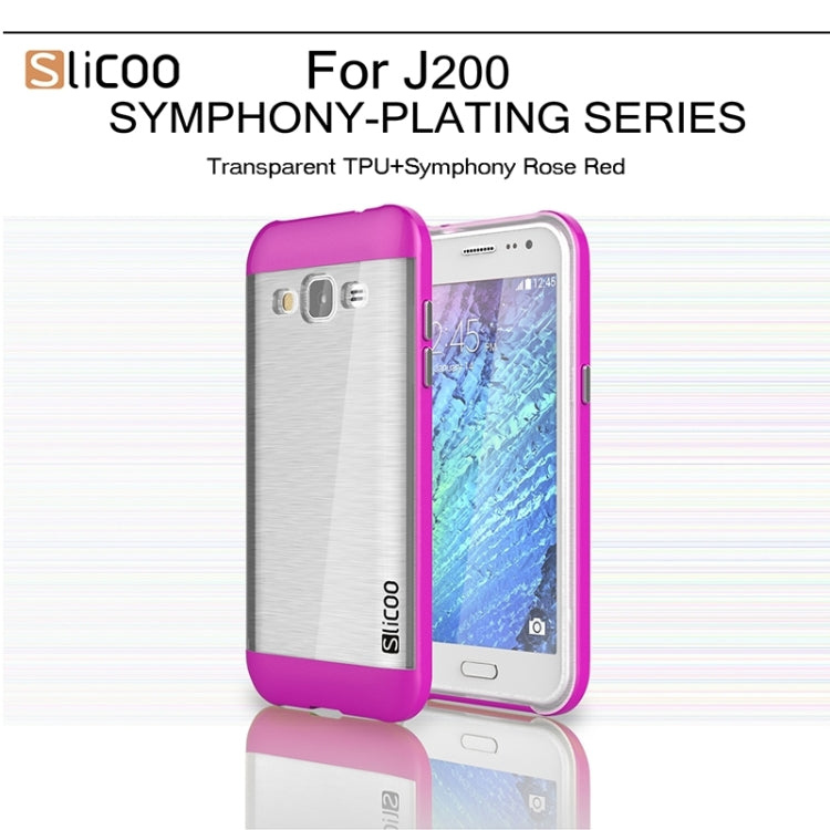 Slicoo Brushed Texture Electroplating Transparenct TPU + PC Combination Case for Galaxy J2 / J200