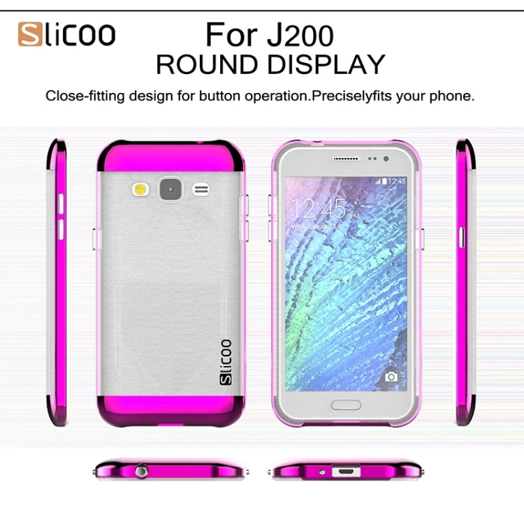 Slicoo Brushed Texture Electroplating Transparenct TPU + PC Combination Case for Galaxy J2 / J200