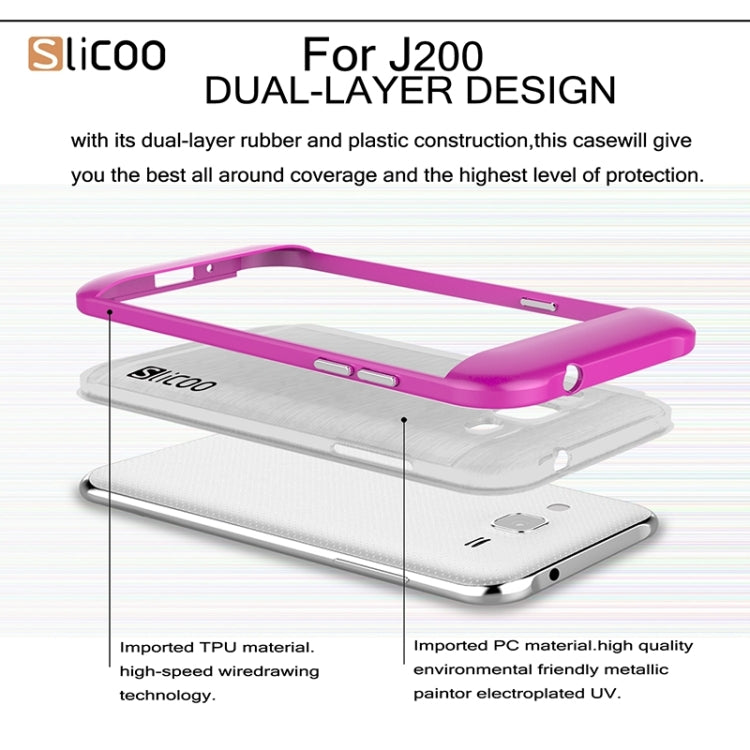 Slicoo Brushed Texture Electroplating Transparenct TPU + PC Combination Case for Galaxy J2 / J200
