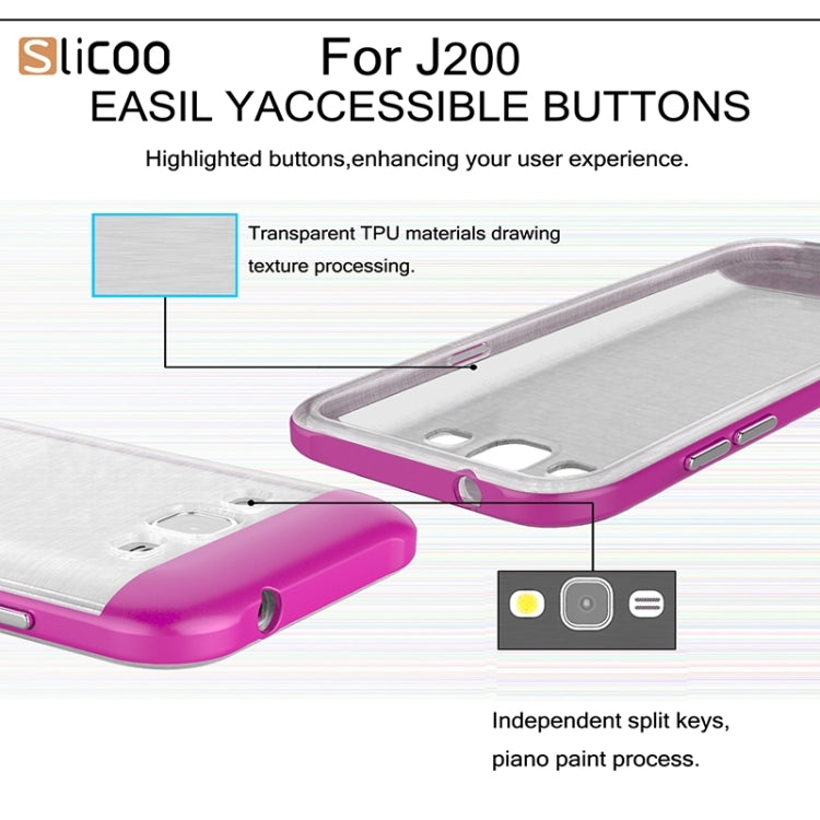 Slicoo Brushed Texture Electroplating Transparenct TPU + PC Combination Case for Galaxy J2 / J200