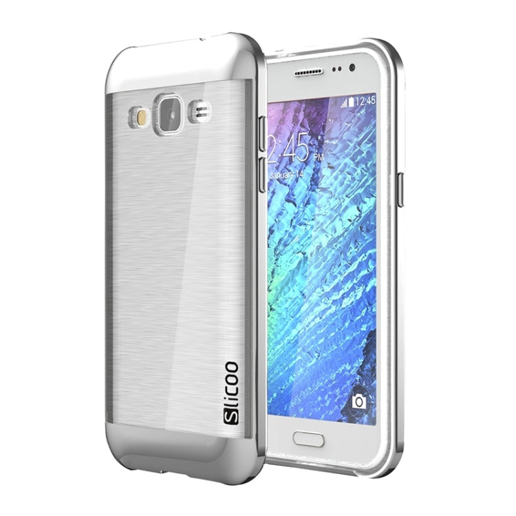 Slicoo Brushed Texture Electroplating Transparenct TPU + PC Combination Case for Galaxy J2 / J200