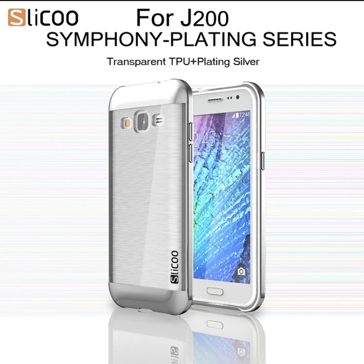 Slicoo Brushed Texture Electroplating Transparenct TPU + PC Combination Case for Galaxy J2 / J200