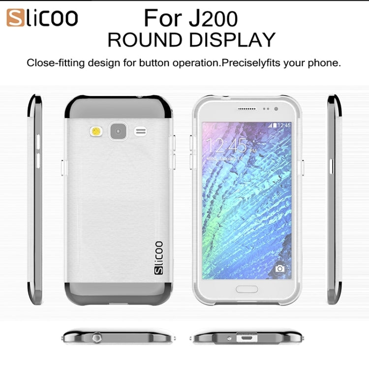 Slicoo Brushed Texture Electroplating Transparenct TPU + PC Combination Case for Galaxy J2 / J200