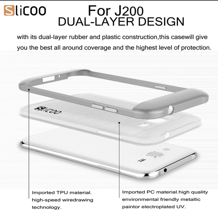 Slicoo Brushed Texture Electroplating Transparenct TPU + PC Combination Case for Galaxy J2 / J200