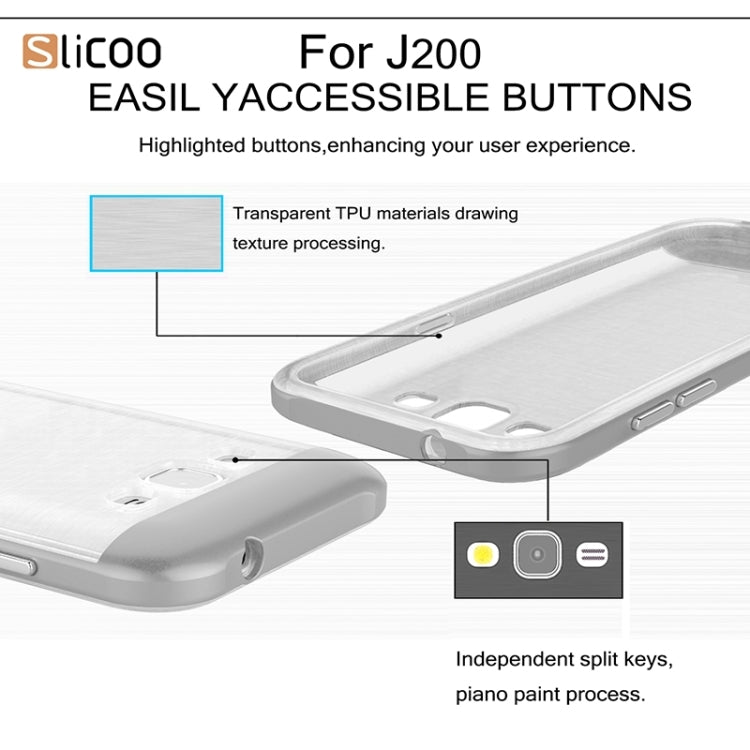 Slicoo Brushed Texture Electroplating Transparenct TPU + PC Combination Case for Galaxy J2 / J200