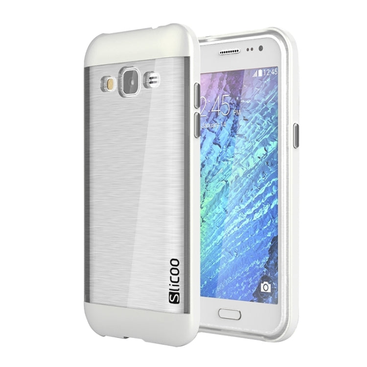 Slicoo Brushed Texture Electroplating Transparenct TPU + PC Combination Case for Galaxy J2 / J200