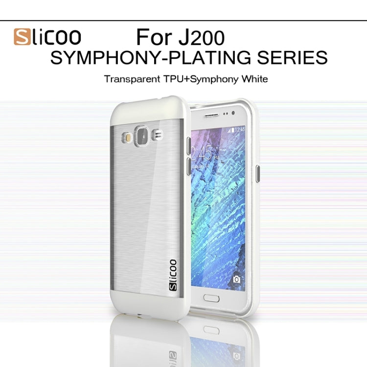 Slicoo Brushed Texture Electroplating Transparenct TPU + PC Combination Case for Galaxy J2 / J200