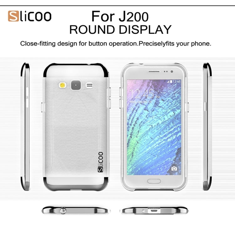 Slicoo Brushed Texture Electroplating Transparenct TPU + PC Combination Case for Galaxy J2 / J200