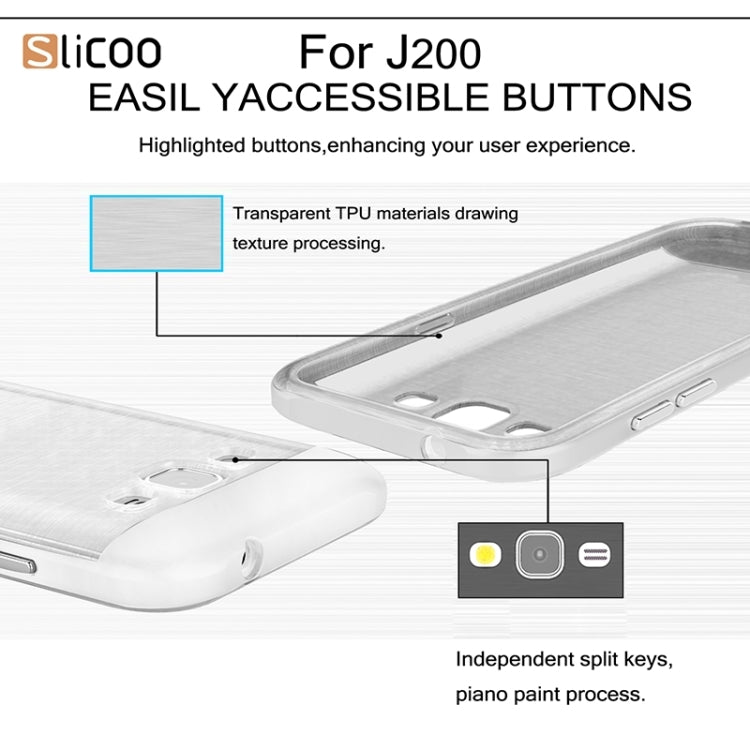 Slicoo Brushed Texture Electroplating Transparenct TPU + PC Combination Case for Galaxy J2 / J200