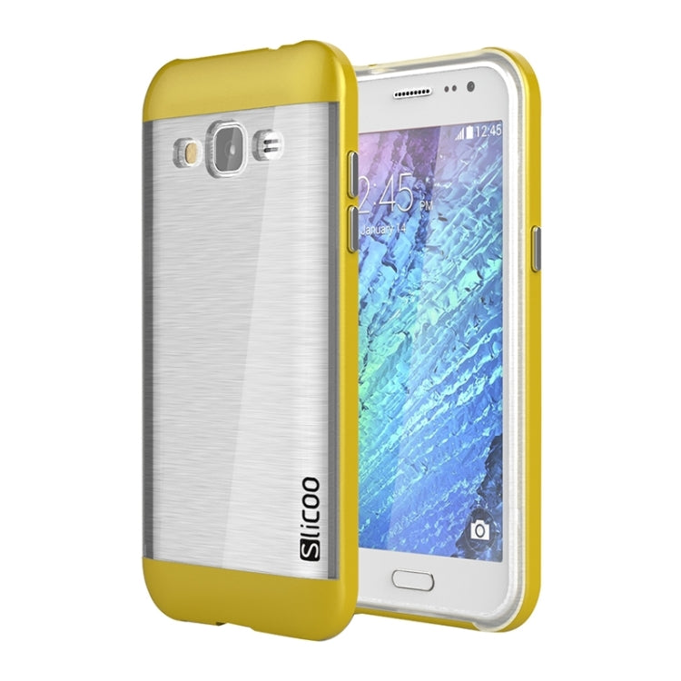 Slicoo Brushed Texture Electroplating Transparenct TPU + PC Combination Case for Galaxy J2 / J200