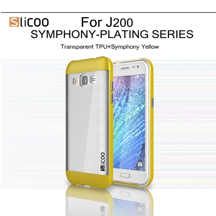 Slicoo Brushed Texture Electroplating Transparenct TPU + PC Combination Case for Galaxy J2 / J200