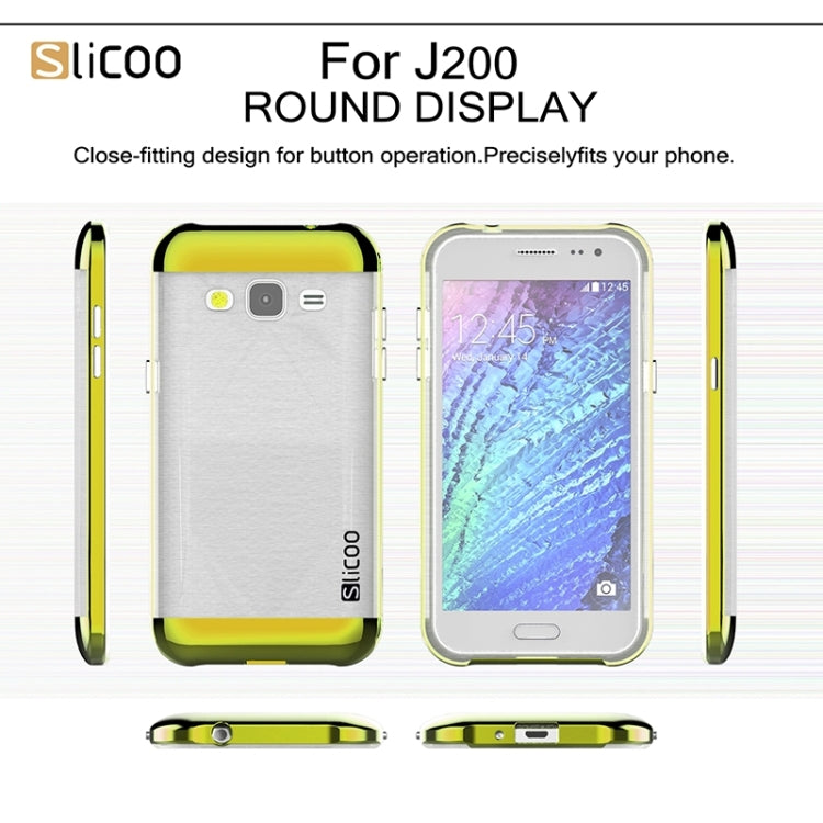 Slicoo Brushed Texture Electroplating Transparenct TPU + PC Combination Case for Galaxy J2 / J200