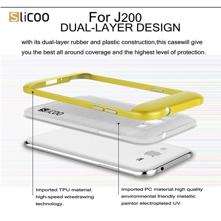 Slicoo Brushed Texture Electroplating Transparenct TPU + PC Combination Case for Galaxy J2 / J200