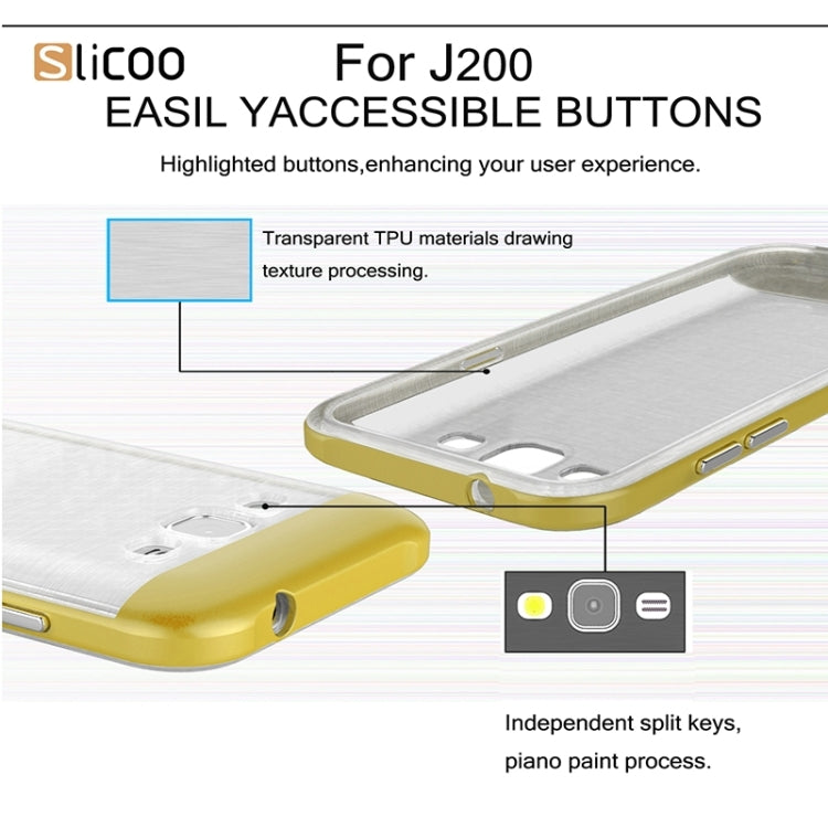 Slicoo Brushed Texture Electroplating Transparenct TPU + PC Combination Case for Galaxy J2 / J200