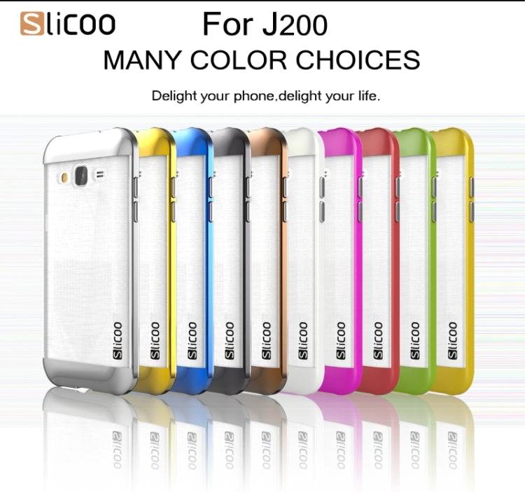 Slicoo Brushed Texture Electroplating Transparenct TPU + PC Combination Case for Galaxy J2 / J200