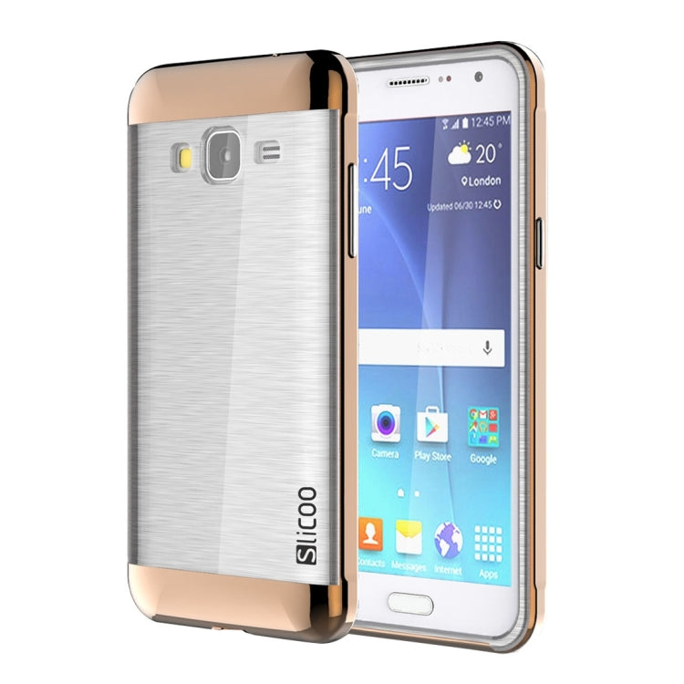 Slicoo Brushed Texture Electroplating Transparenct TPU + PC Combination Case for Galaxy J3 / J3109