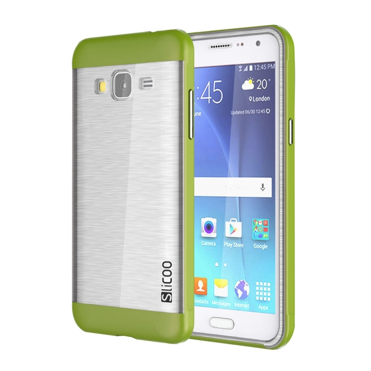 Slicoo Brushed Texture Electroplating Transparenct TPU + PC Combination Case for Galaxy J3 / J3109
