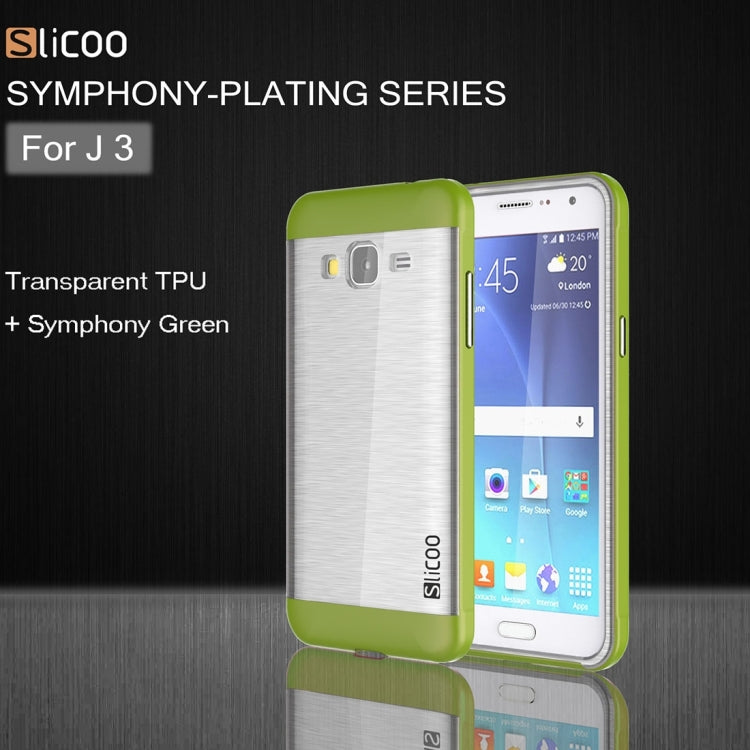 Slicoo Brushed Texture Electroplating Transparenct TPU + PC Combination Case for Galaxy J3 / J3109