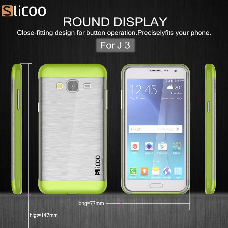 Slicoo Brushed Texture Electroplating Transparenct TPU + PC Combination Case for Galaxy J3 / J3109