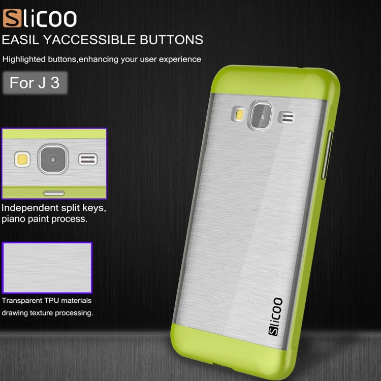 Slicoo Brushed Texture Electroplating Transparenct TPU + PC Combination Case for Galaxy J3 / J3109