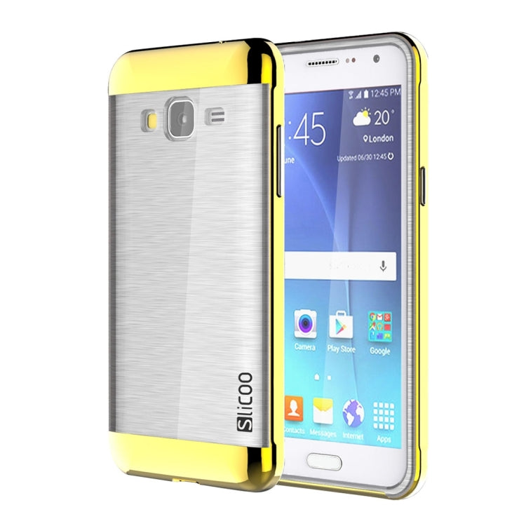 Slicoo Brushed Texture Electroplating Transparenct TPU + PC Combination Case for Galaxy J3 / J3109