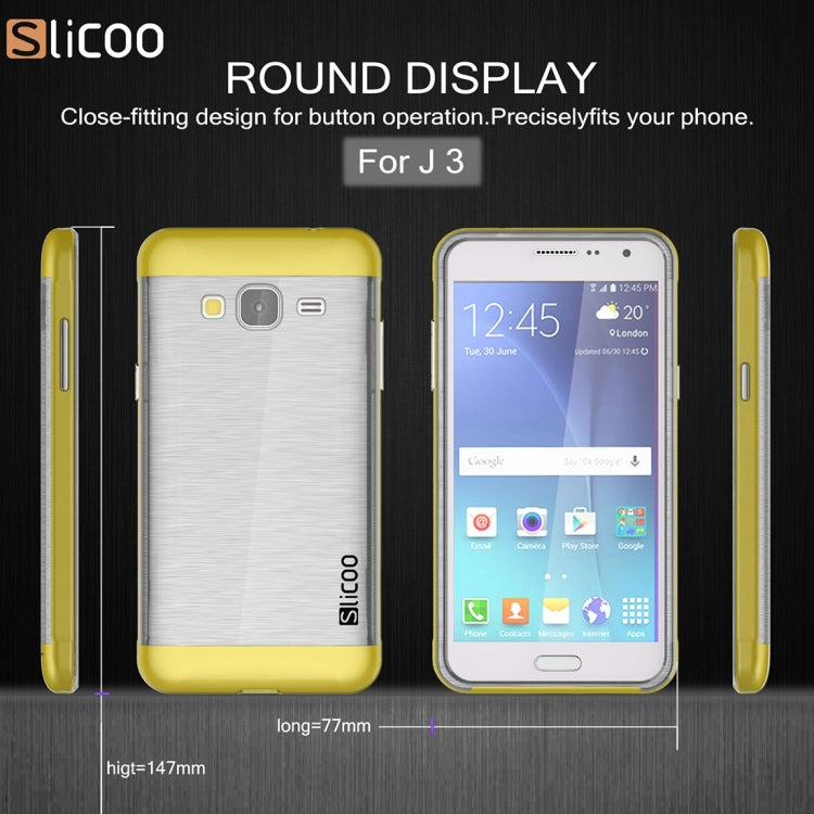 Slicoo Brushed Texture Electroplating Transparenct TPU + PC Combination Case for Galaxy J3 / J3109