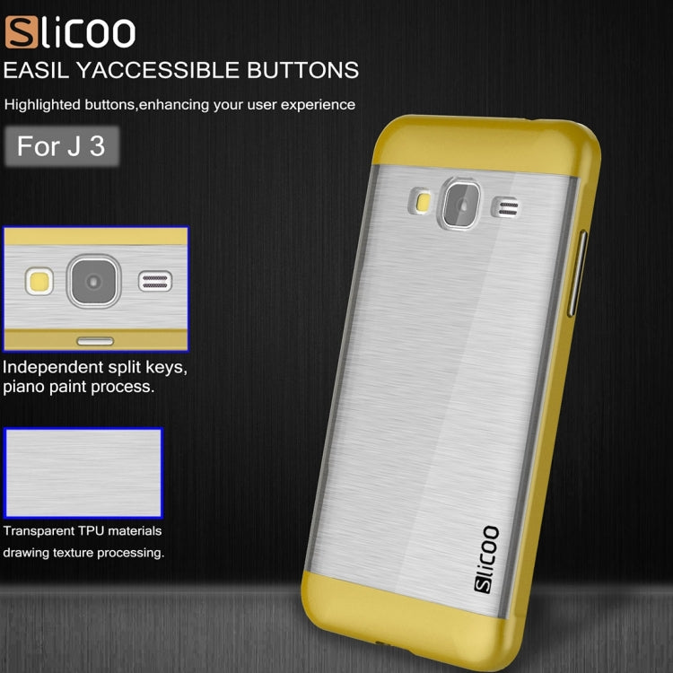 Slicoo Brushed Texture Electroplating Transparenct TPU + PC Combination Case for Galaxy J3 / J3109