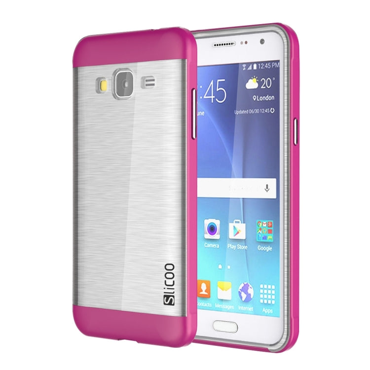 Slicoo Brushed Texture Electroplating Transparenct TPU + PC Combination Case for Galaxy J3 / J3109