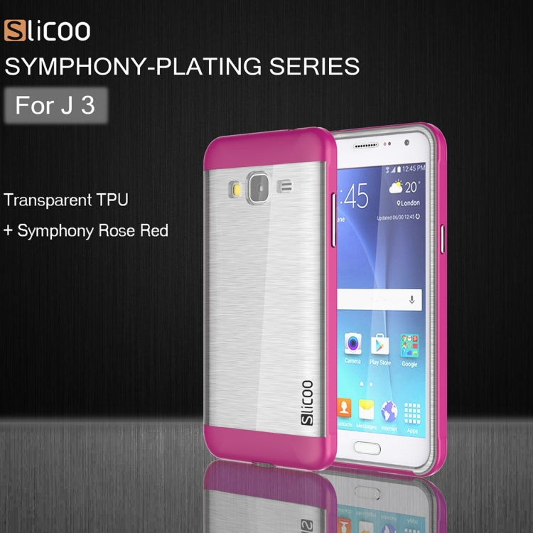Slicoo Brushed Texture Electroplating Transparenct TPU + PC Combination Case for Galaxy J3 / J3109