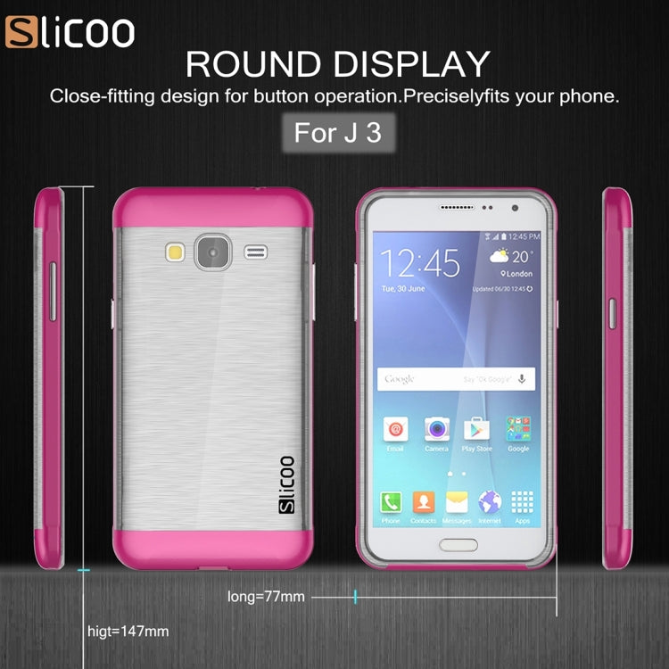 Slicoo Brushed Texture Electroplating Transparenct TPU + PC Combination Case for Galaxy J3 / J3109