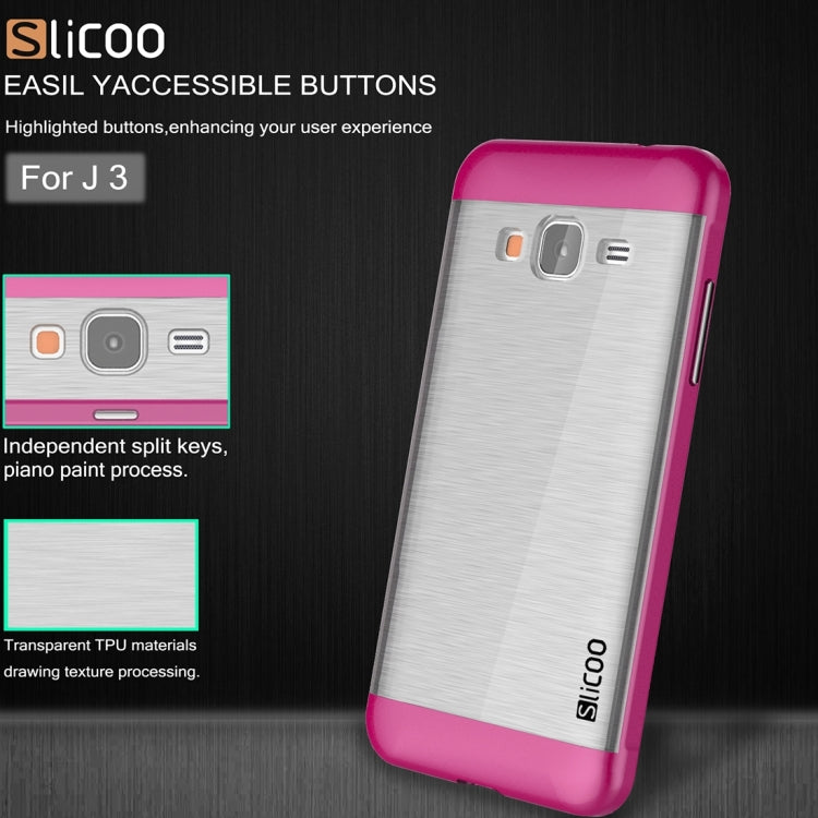 Slicoo Brushed Texture Electroplating Transparenct TPU + PC Combination Case for Galaxy J3 / J3109