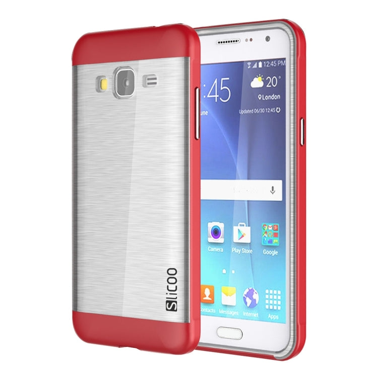 Slicoo Brushed Texture Electroplating Transparenct TPU + PC Combination Case for Galaxy J3 / J3109