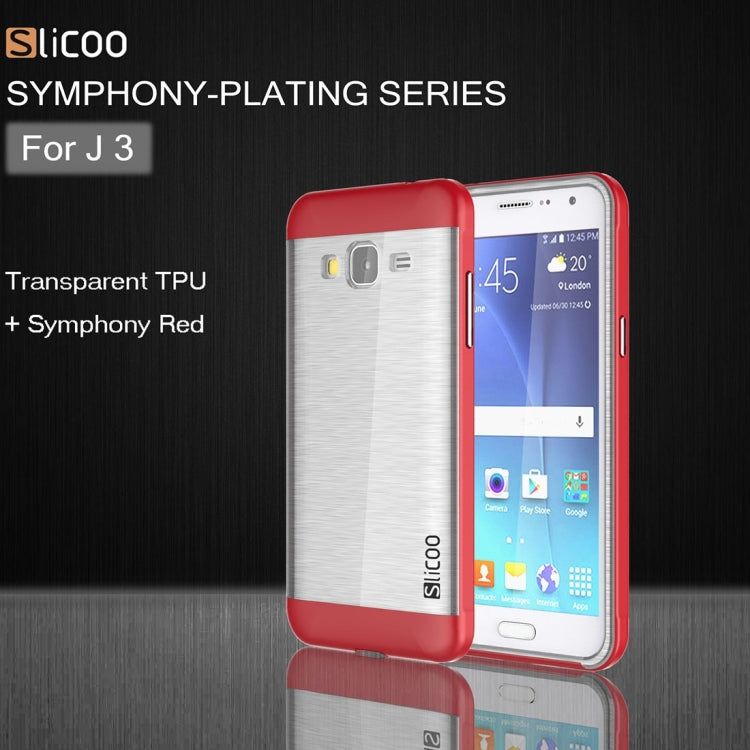 Slicoo Brushed Texture Electroplating Transparenct TPU + PC Combination Case for Galaxy J3 / J3109