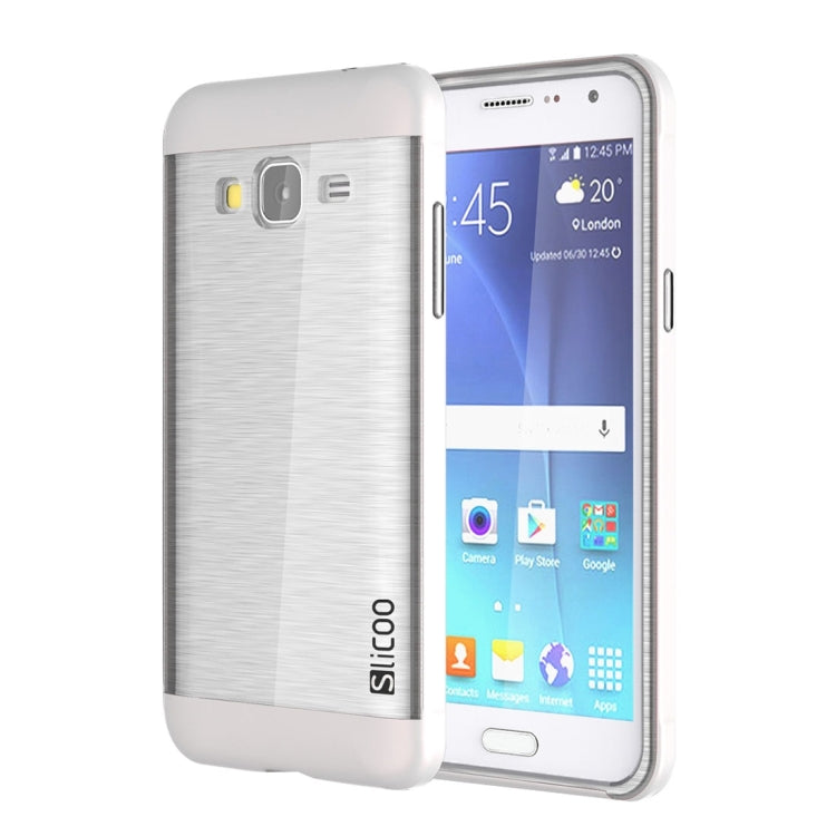 Slicoo Brushed Texture Electroplating Transparenct TPU + PC Combination Case for Galaxy J3 / J3109