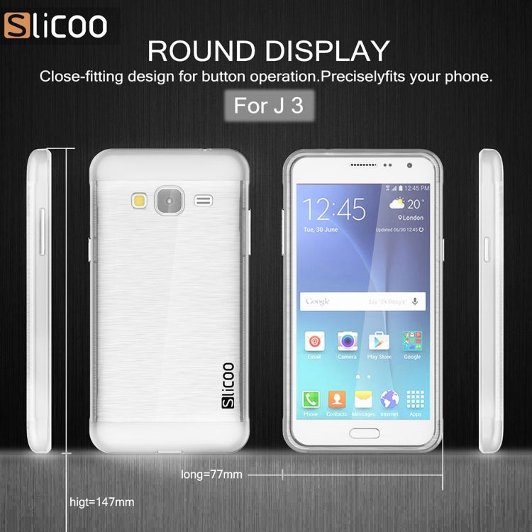 Slicoo Brushed Texture Electroplating Transparenct TPU + PC Combination Case for Galaxy J3 / J3109