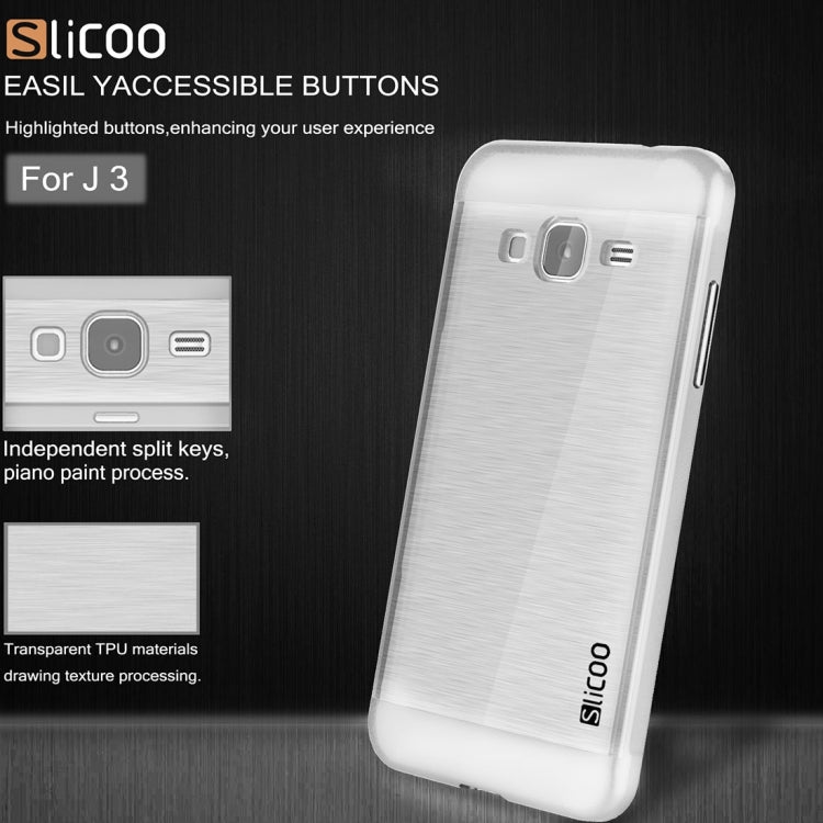 Slicoo Brushed Texture Electroplating Transparenct TPU + PC Combination Case for Galaxy J3 / J3109